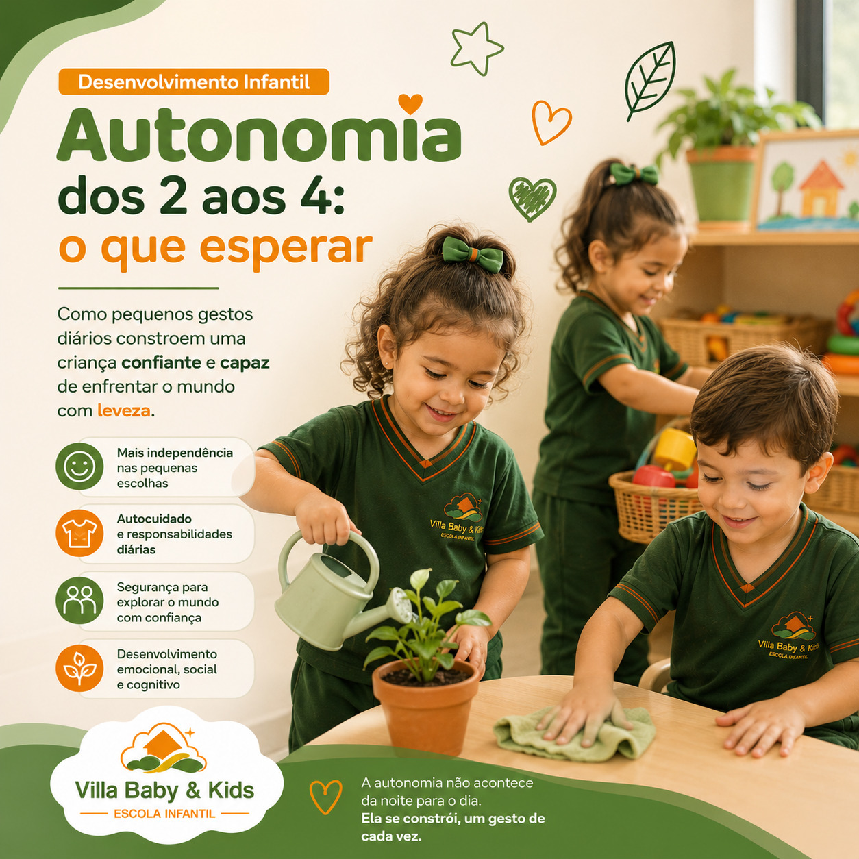 Autonomia infantil dos 2 aos 4 anos na Villa Baby & Kids