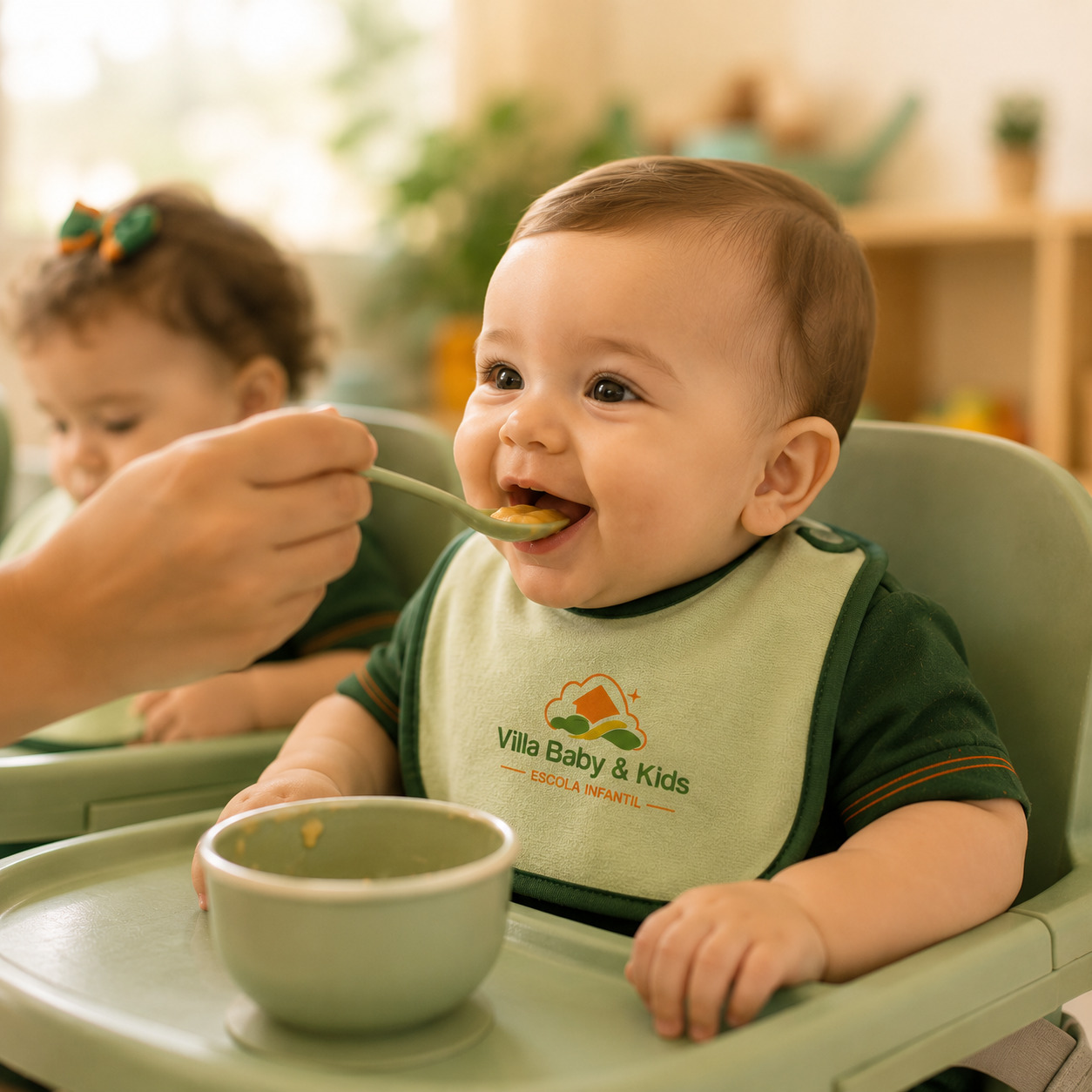 Momento de alimentação saudável das crianças na Villa Baby & Kids
